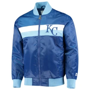 Kansas city royals the ambassador full snap satin varsity jacket blue 2