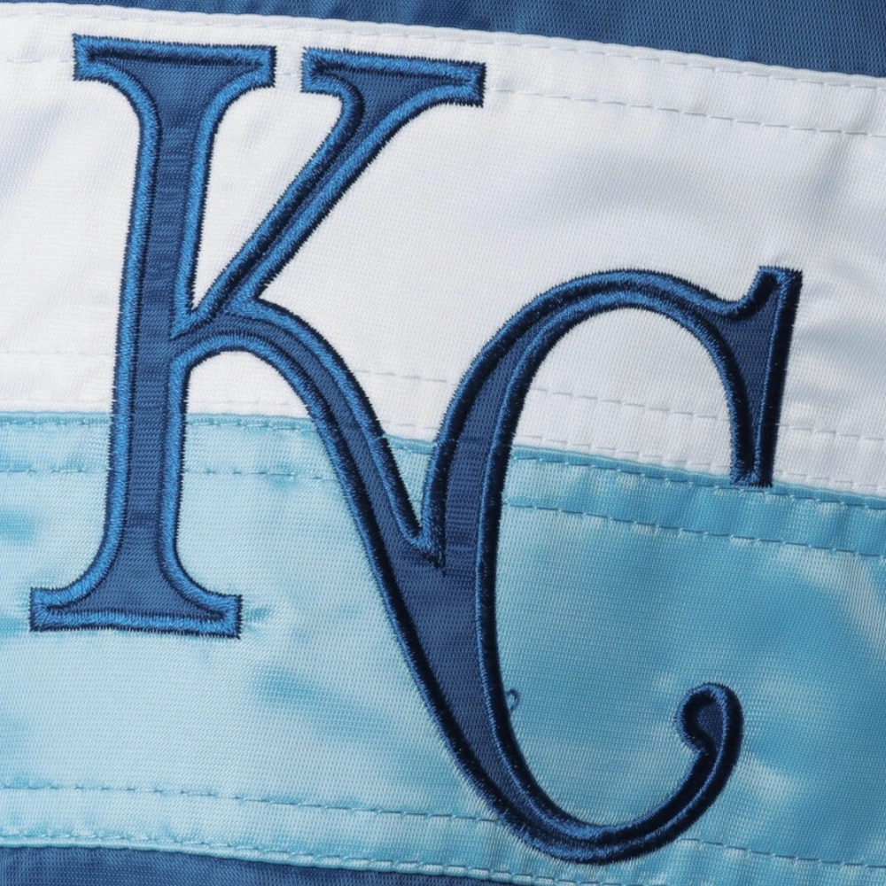 Kansas city royals the ambassador full snap satin varsity jacket blue