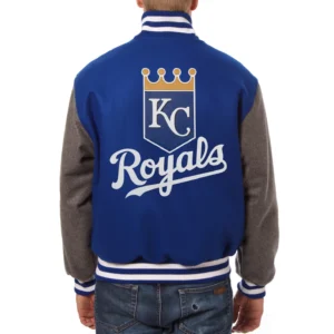 Kansas city royals two tone handcrafted logo wool jacket blue gray 2