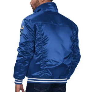 Kansas city royals vintage satin varsity trucker jacket blue 1