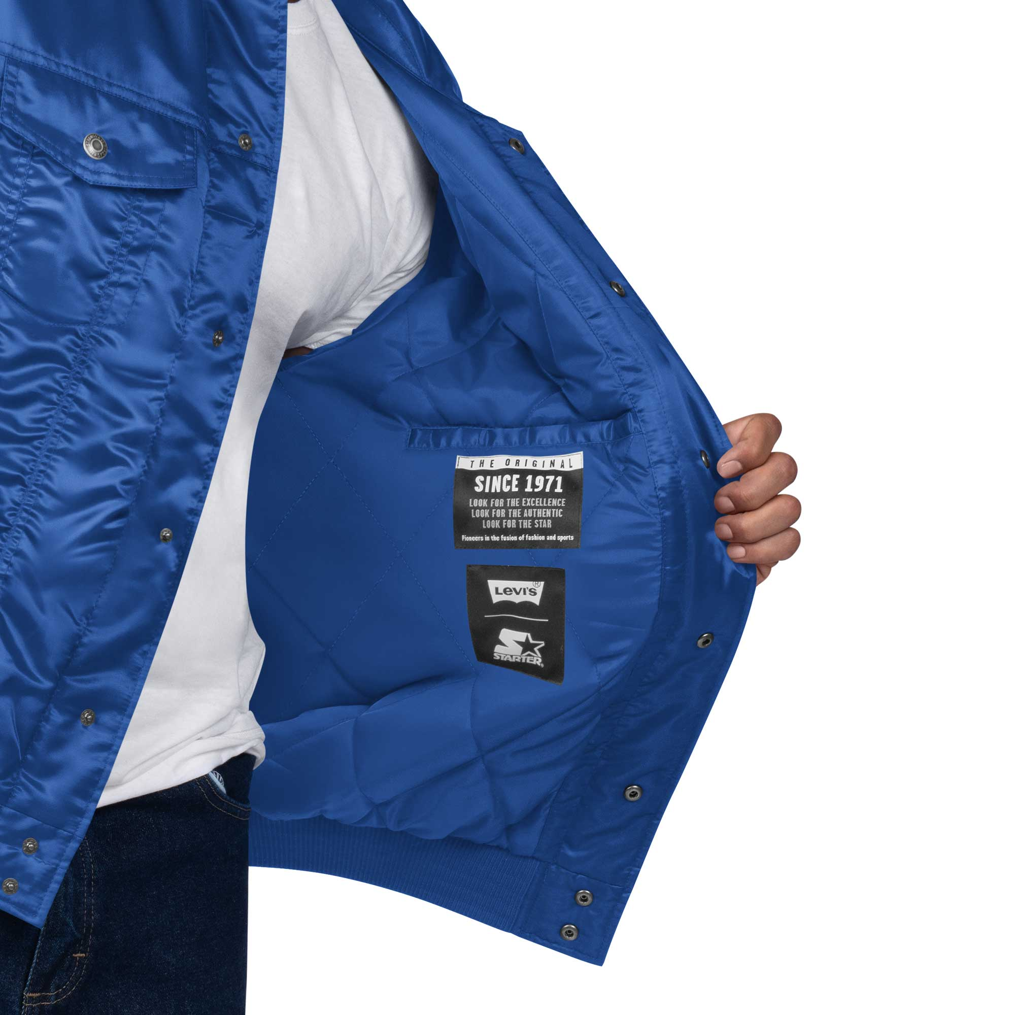 Kansas city royals vintage satin varsity trucker jacket blue 3