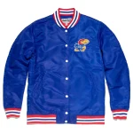 Kansas Jayhawks Logo Full-Snap Blue Satin Jacket