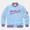 Kansas jayhawks script navy satin varsity jacket 1