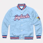 Kansas Jayhawks Script Blue Satin Jacket