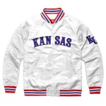 Kansas Jayhawks Full-Snap White Satin Jacket