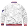Kansas jayhawks white satin varsity jacket