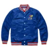 Kansas rock chalk full snap vintage varsity jacket blue 1