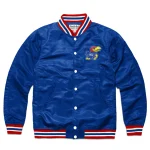 Kansas Jayhawks Rock Chalk Vintage Logo Blue Satin Jacket