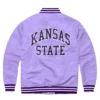 Kansas state lavender full snap satin varsity jacket 1 1