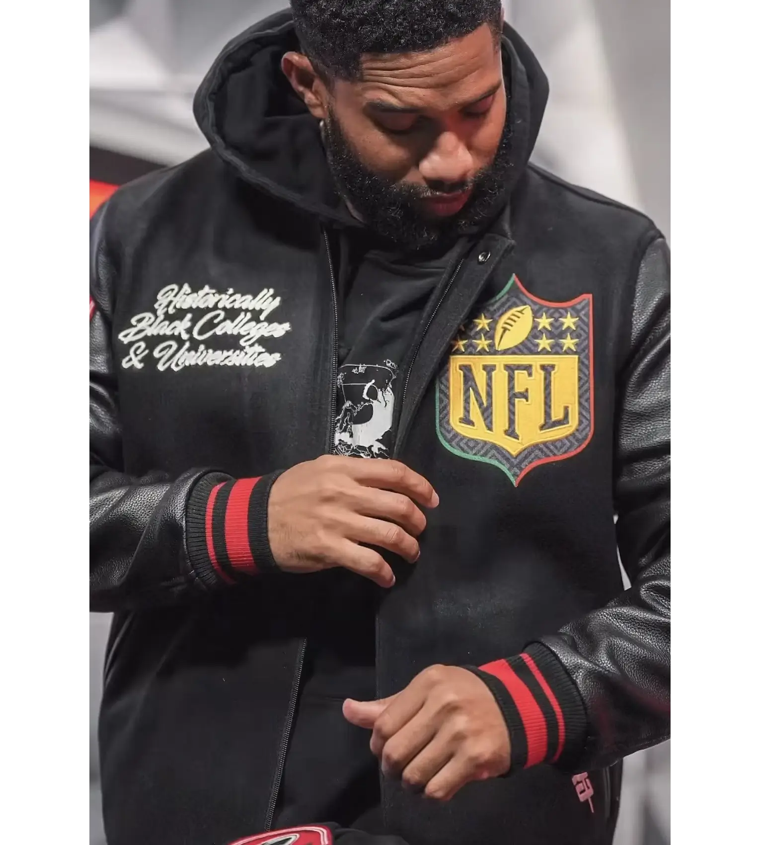 Khadarel hodge hbcu black varsity jacket