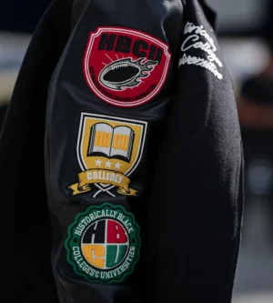 Khadarel hodge hbcu jacket leather sleeves patches
