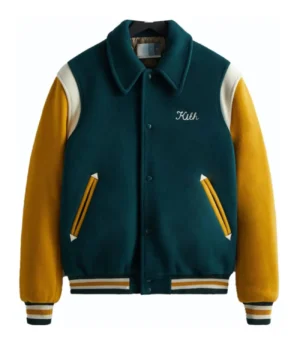 Kith coaches green yellow varsity jacket 1