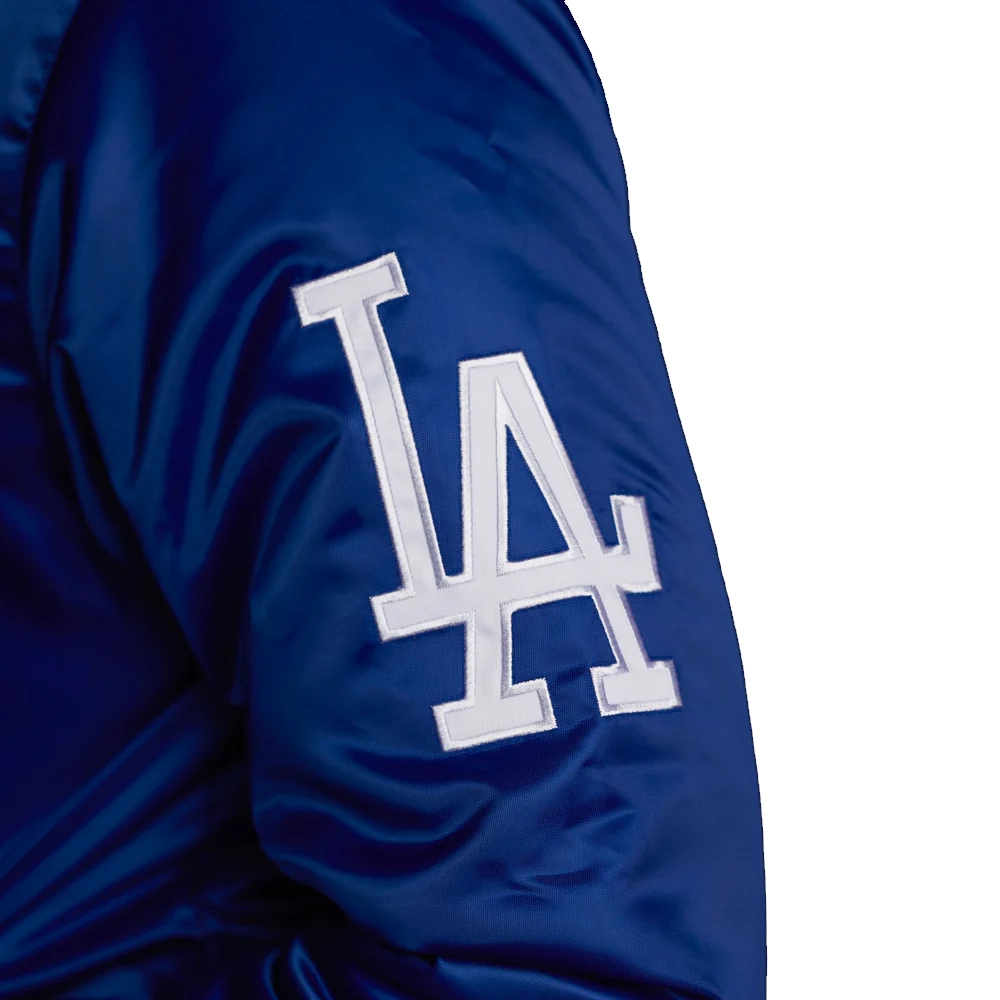 La dodgers 90s throwback blue satin varsity jacket 4