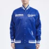 La dodgers turn it up m royal full snap varsity jacket