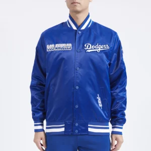 La dodgers turn it up m royal full snap varsity jacket