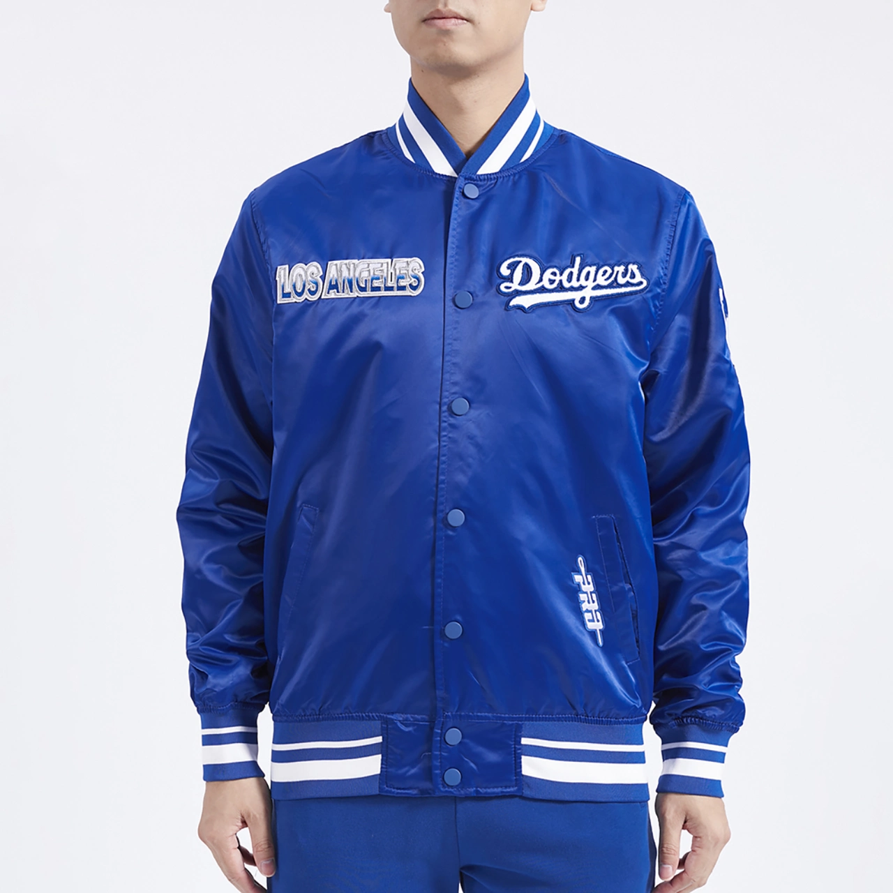 La dodgers turn it up m royal full snap varsity jacket