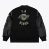 La kings black out full snap varsity jacket