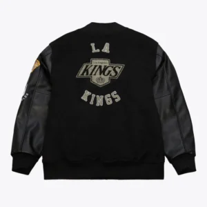 La kings black out full snap varsity jacket