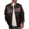 La lakers black full snap bomber jacket