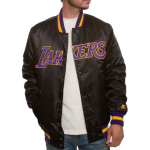 La lakers black full snap bomber jacket