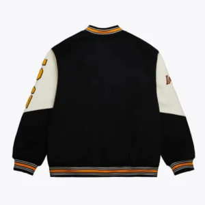 La lakers team history vintage logo black varsity jacket