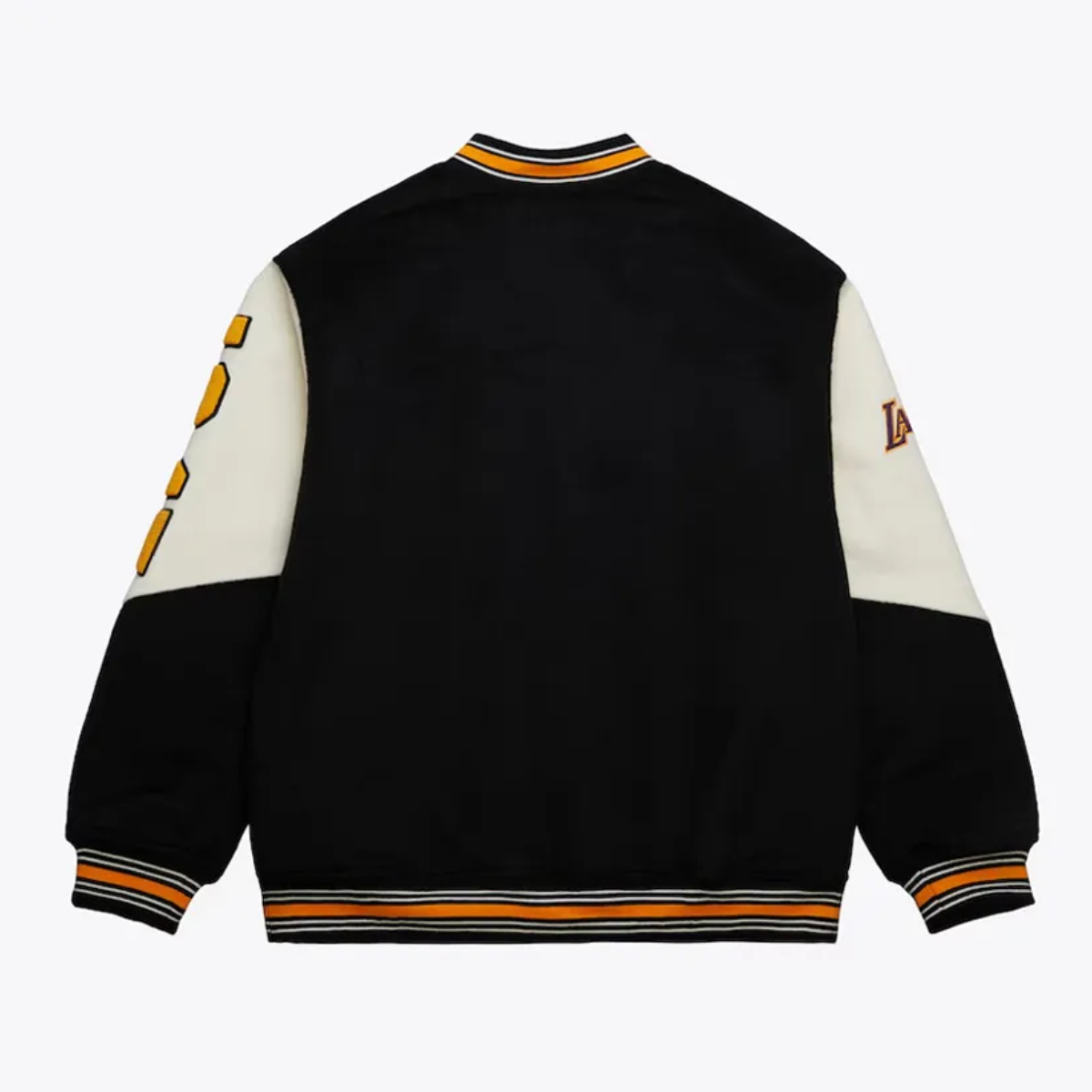 La lakers team history vintage logo black varsity jacket