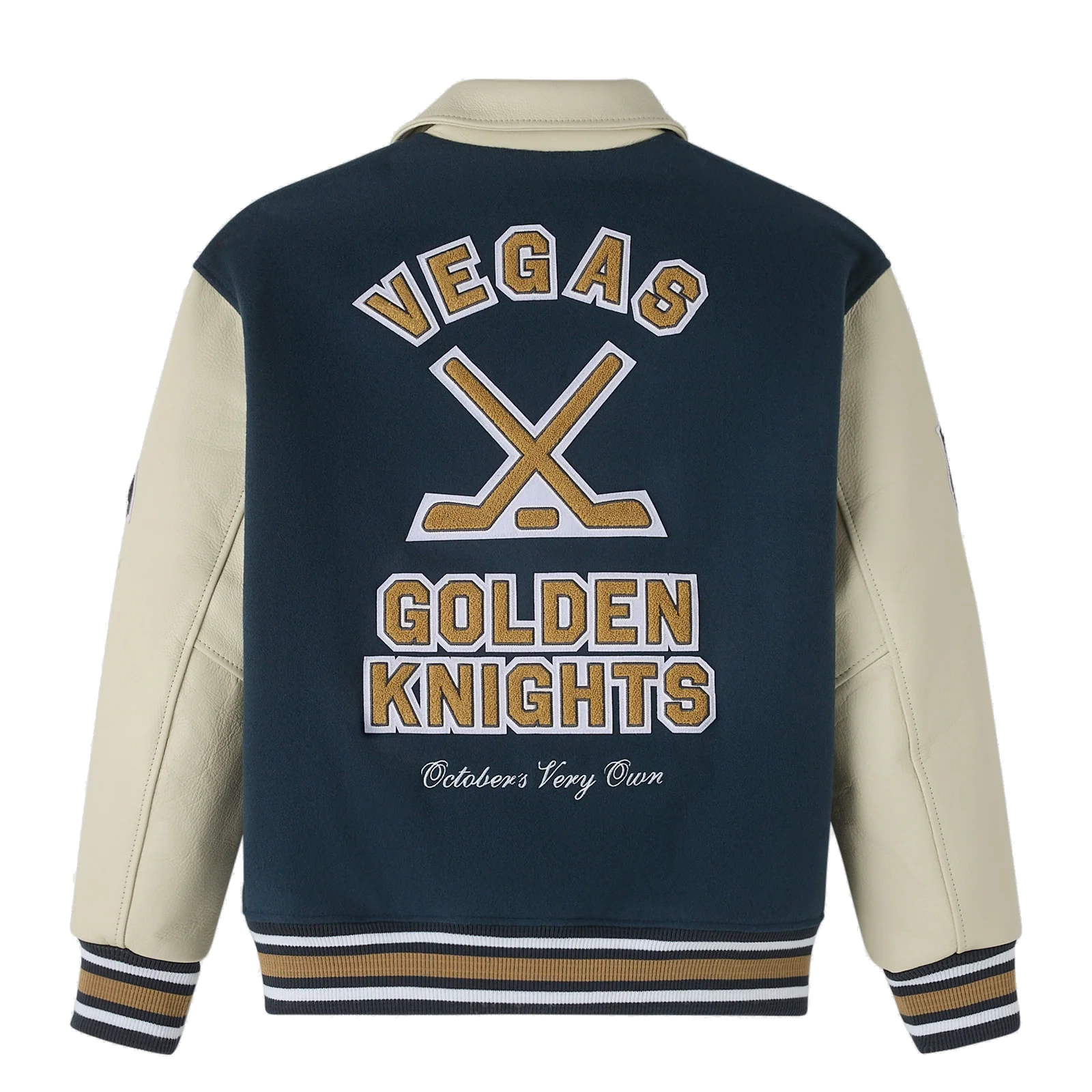 Las vegas golden knights navy and cream full snap wool jacket