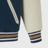 Las vegas golden knights navy and cream full snap wool leather varsity jacket