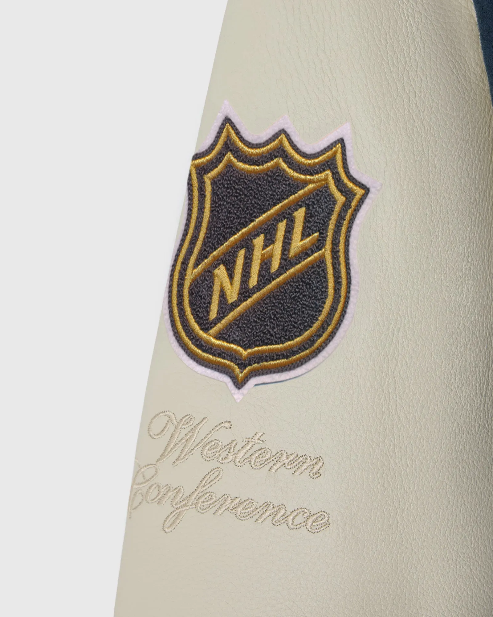 Las vegas golden knights navy full snap wool leather sleeves
