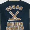Las vegas golden knights navy full snap wool leather varsity jacket