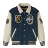 Las vegas golden knights navy full snap wool varsity jacket