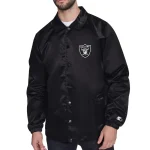 Las Vegas Raiders Retro Logo Coaches Black Satin Jacket