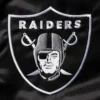 Las vegas raiders enforcer full snap satin varsity jacket blackgary 4