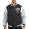 Las vegas raiders franchise black and grey wool varsity jacket 1