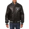 Las vegas raiders full real leather varsity jacket black 1