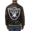 Las vegas raiders full real leather varsity jacket black 2