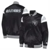 Las vegas raiders full snap satin varsity jacket black 1
