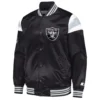 Las vegas raiders full snap satin varsity jacket black 2
