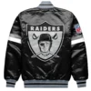 Las vegas raiders home game satin varsity jacket black 1