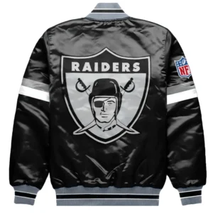 Las vegas raiders home game satin varsity jacket black 1