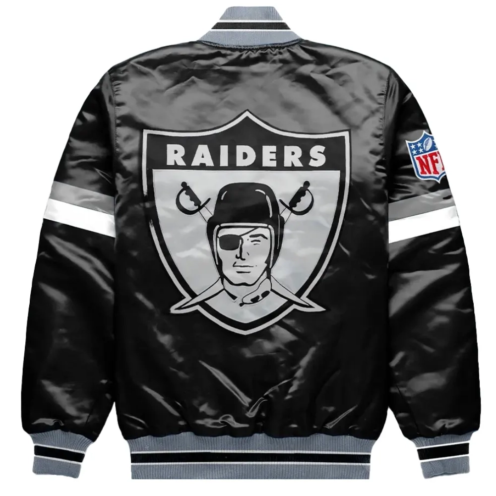 Las vegas raiders home game satin varsity jacket black 1