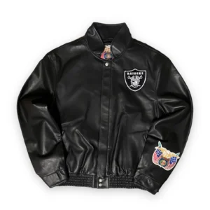 Las vegas raiders jeff hamilton full leather jacket black