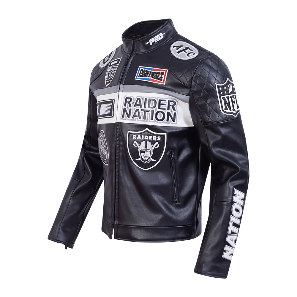 Las vegas raiders leather jacket