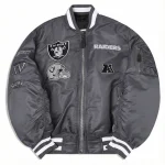 Las Vegas Raiders MA-1 Grey Polyester Bomber Jacket