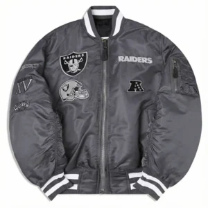 Las vegas raiders ma 1 bomber grey jacket
