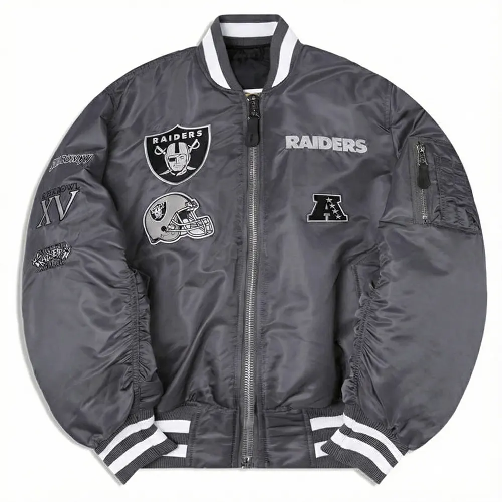 Las vegas raiders ma 1 bomber grey jacket