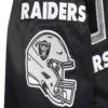 Las vegas raiders mashup full snap satin varsity jacket black 1