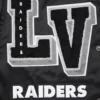 Las vegas raiders mashup full snap satin varsity jacket black 2