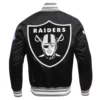 Las vegas raiders mashup full snap satin varsity jacket black 3