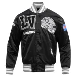 Las Vegas Raiders Mashup Black Satin Jacket